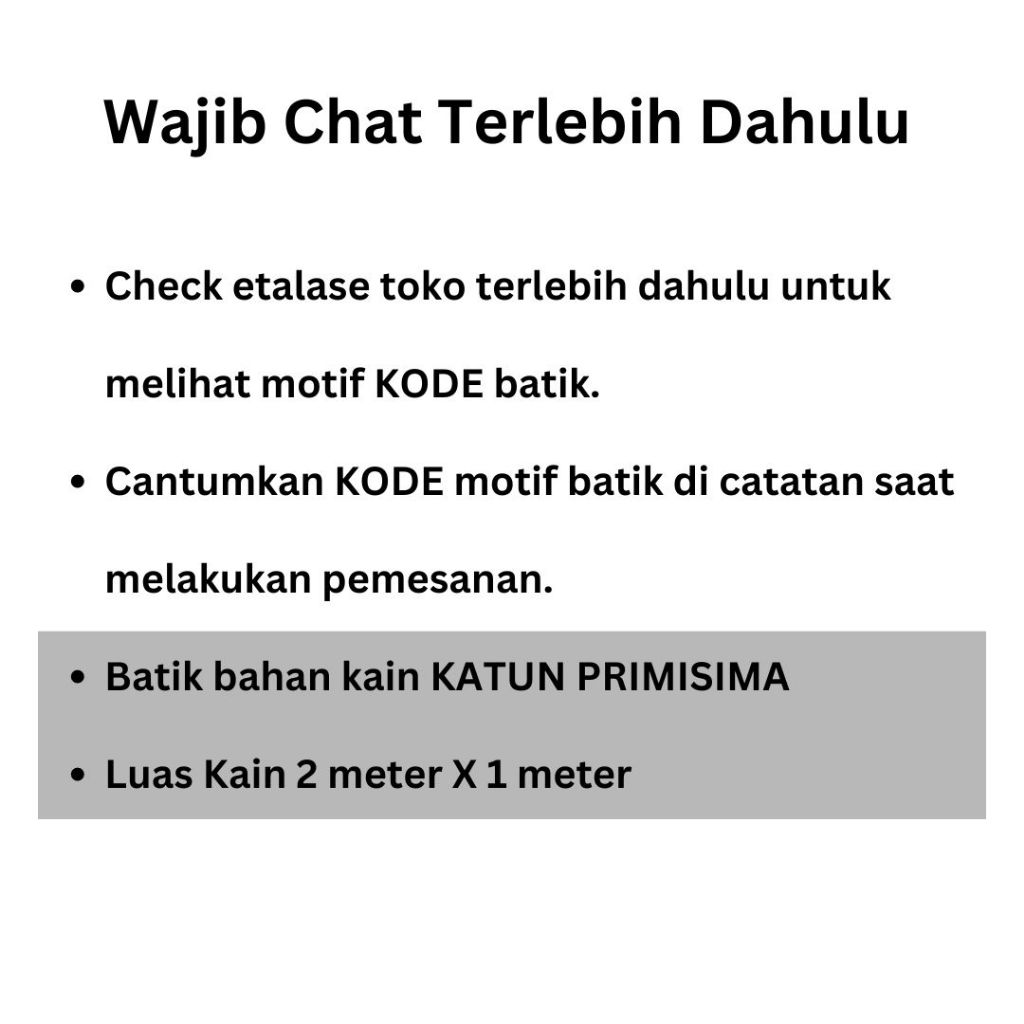 Kain Batik Eklsusif Bahan Katun Primisima