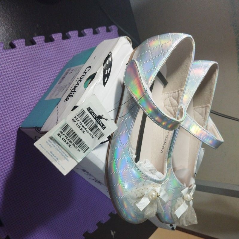 Sepatu Anak Perempuan Crocodile Silver Size 34