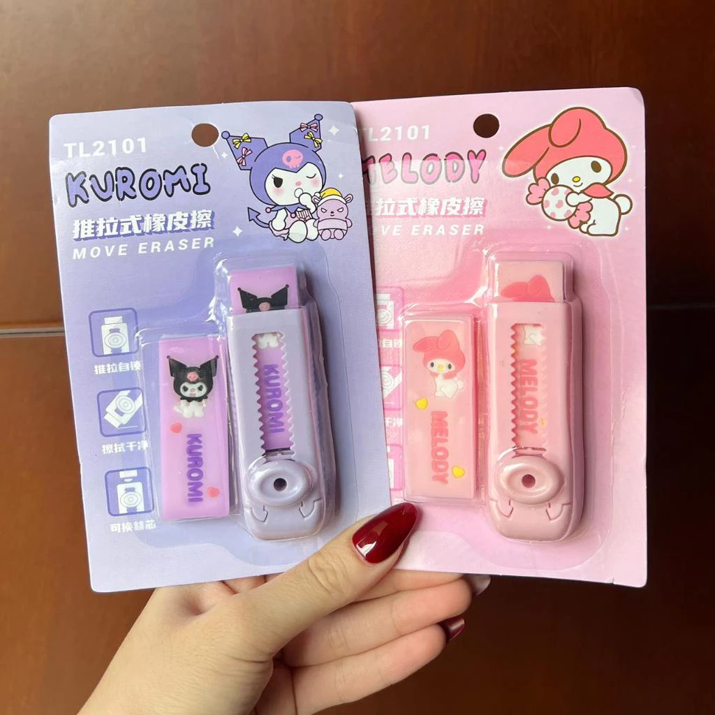 

Penghapus Dorong SANRIO FREE REFILL / Push Eraser KUROMI DAN MELODY / Penghapus Mekanik Dorong Anak Motif SANRIO dengan REFILL