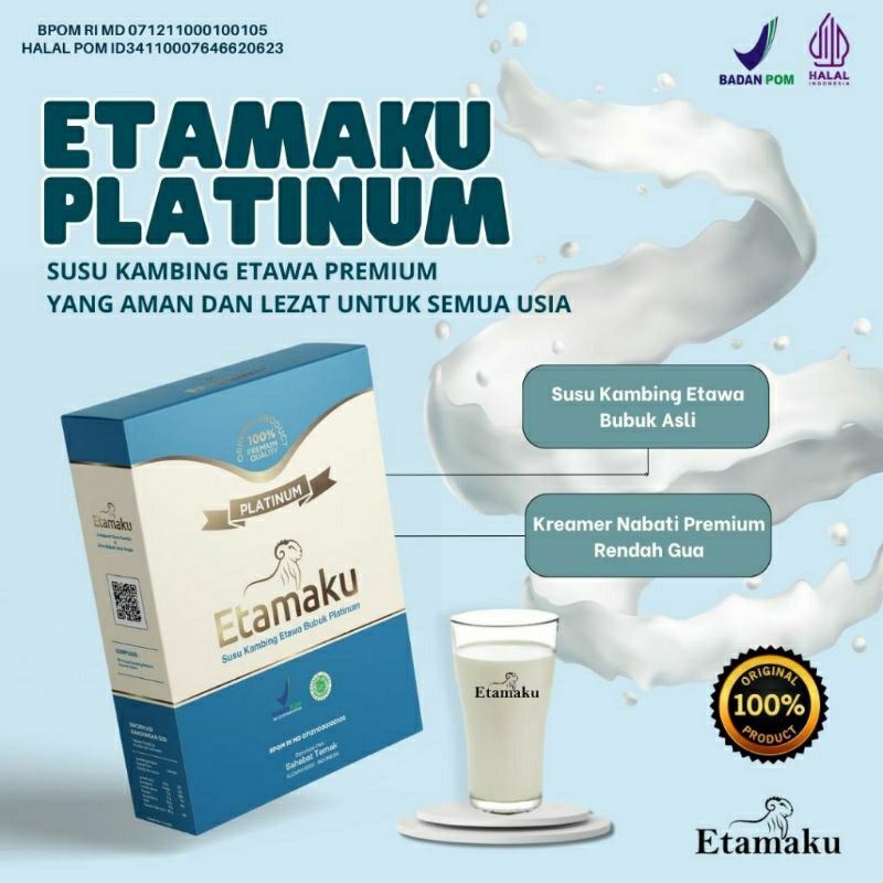 

Susu ETAMAKU PLATINUM Susu kambing Etawa asli untuk Kesehatan lambung Asam Urat Pegel Linu pernapasan
