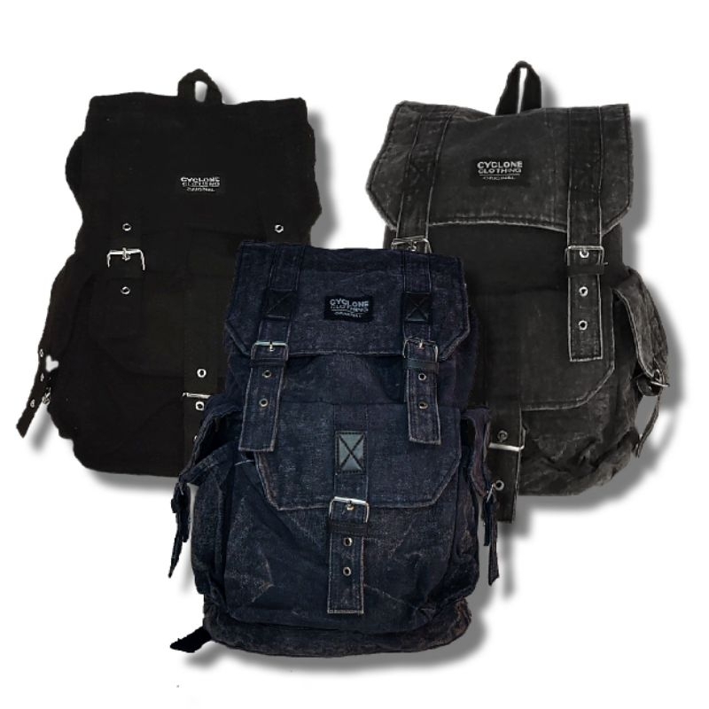 Cyclone AeroPack RANSEL Tas Ransel Pria Petualang Bahan Denim dengan Penutup Tali Serut TAS RANSEL P