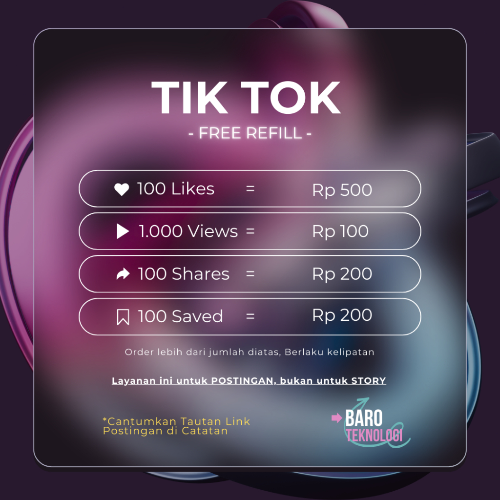 TIKTOK VIEW SAVE LIKE SHARE GRATIS REFILL PERMANEN | LIKES TIKTOK GRATIS REFILL PERMANEN INDONESIA
