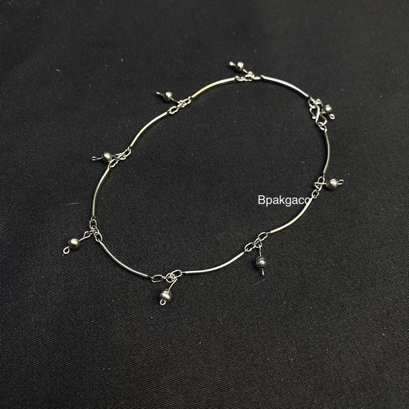 Gelang kaki Lidi Bengkok bola Anti Karat / Gelang Wanita Monel Asli Besi Putih Stainless Steel