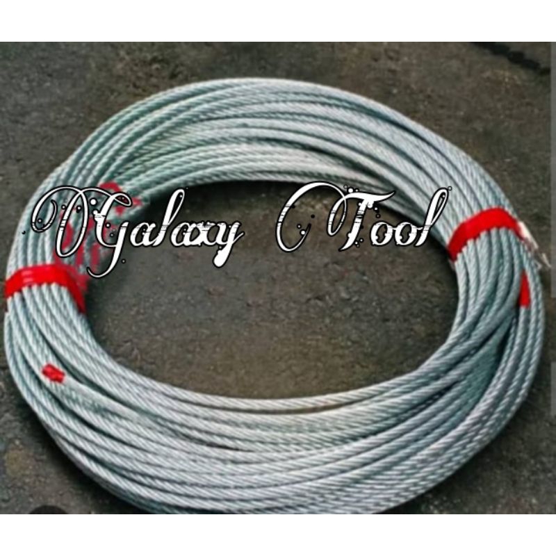 Tali Kawat Seling Baja Galvanis wire rope 1.5 2 3 4 5 6 8 10 12 mm Sling baja kabel seling bahan gal