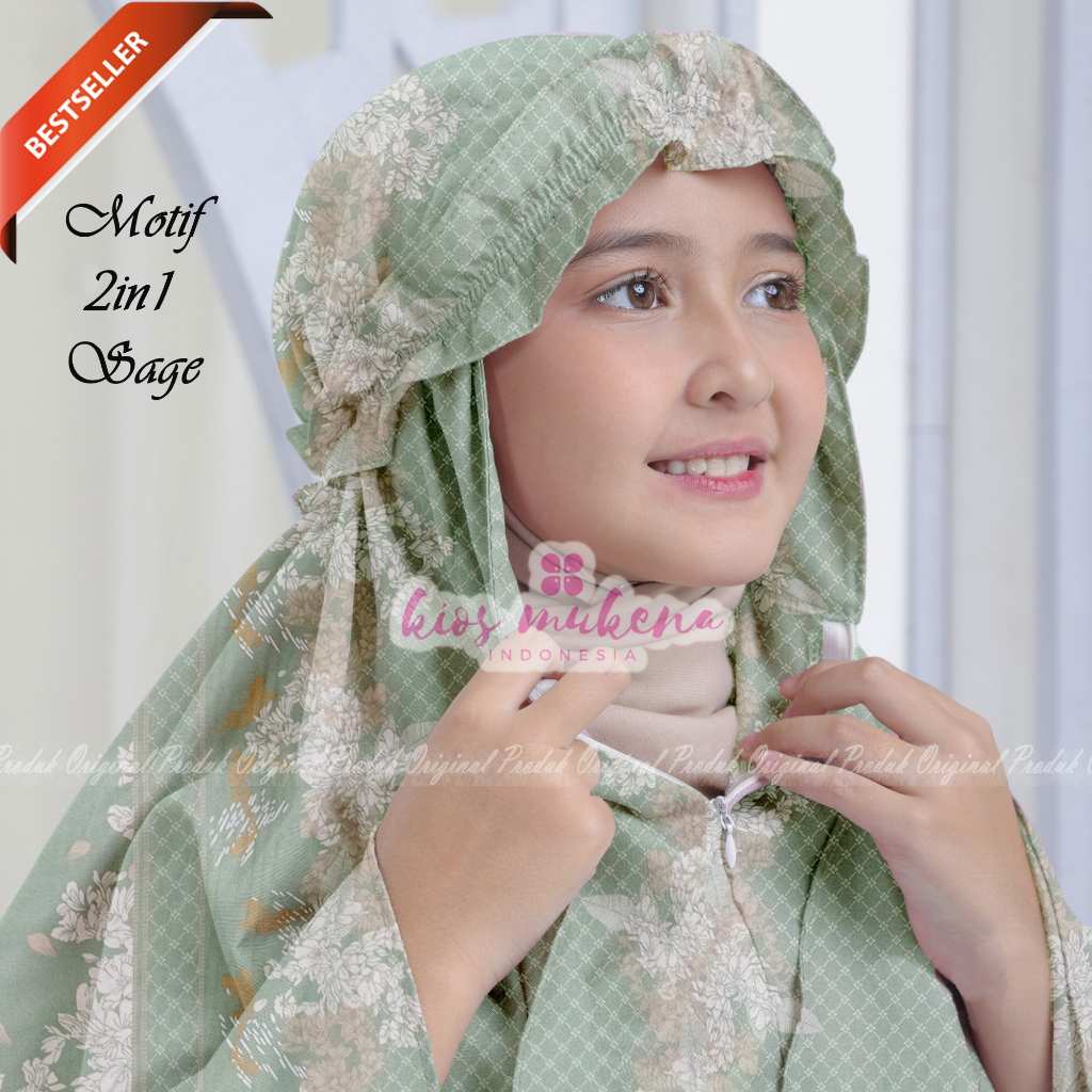 Mukena Travel Anak 2in1 SD Katun Polos Adem Umur 5 6 7 8 9 10 11 12 Tahun Model 2 in 1 Melani