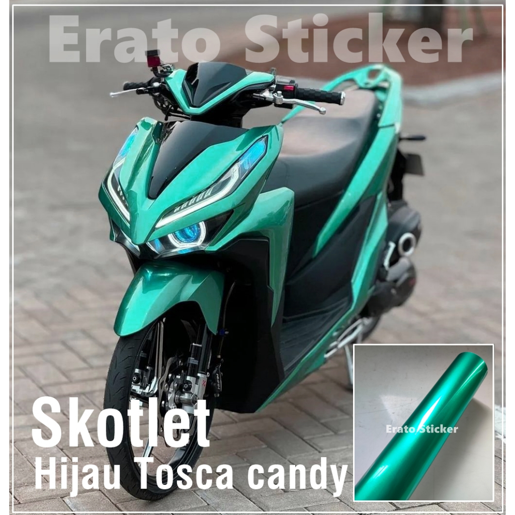 Skotlet motor hijau tosca candy stiker hijau tosca metalik candy skotlet hijau tosca candy premium
