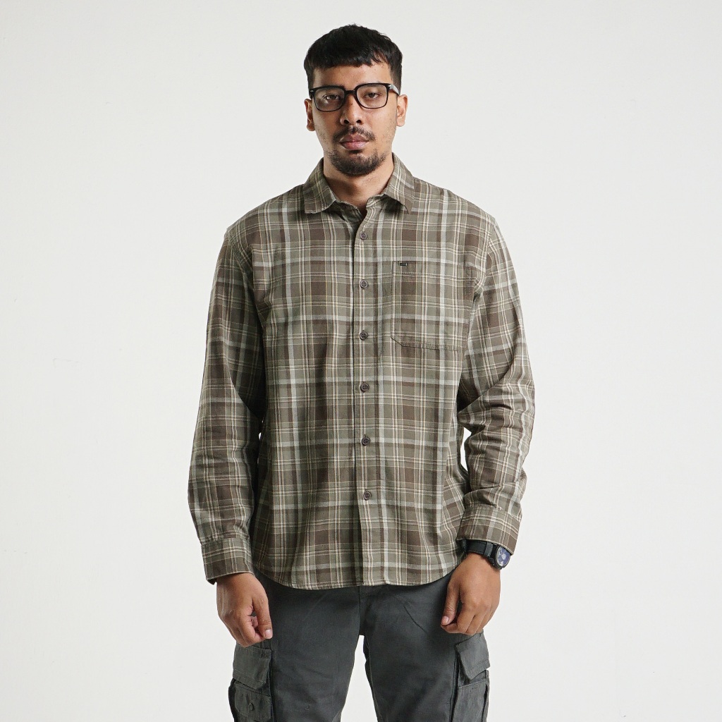 Kemeja Original MGEE - Kemeja Kerja Lengan Panjang Original MGEE Texas CKKR 032 Olive