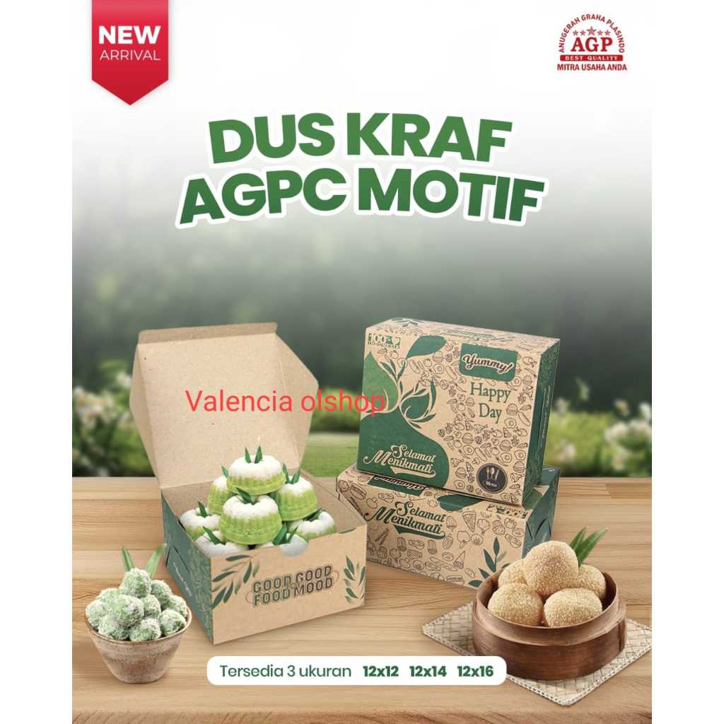 

D3v!! (ISI 50PCS) Snack Box 12x12cm 12x14cm 12x16cm/ Dus Kue Bahan Kraft Agpc Motif/ Dus Snack