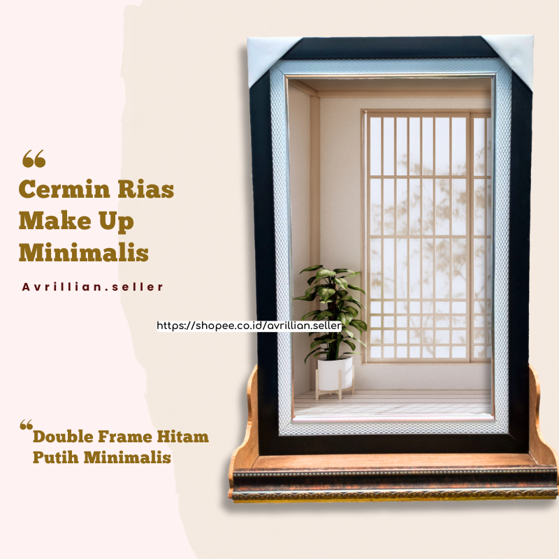 Cermin Dinding Aesthetic Tolet  Rias Rak Cermin Kosmetik Dekorasi dinding  Plus Frame Elegant 30 x 5