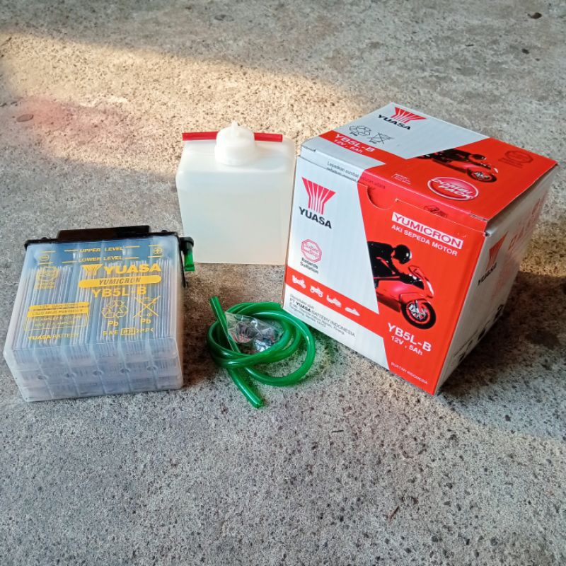 AKI ACCU YUASA YB5LB 12V 5A AKI BASAH MOTOR MIO SPORTY GRAND LEGENDA SUPRA X LAMA JUPITER OLD SHOGUN