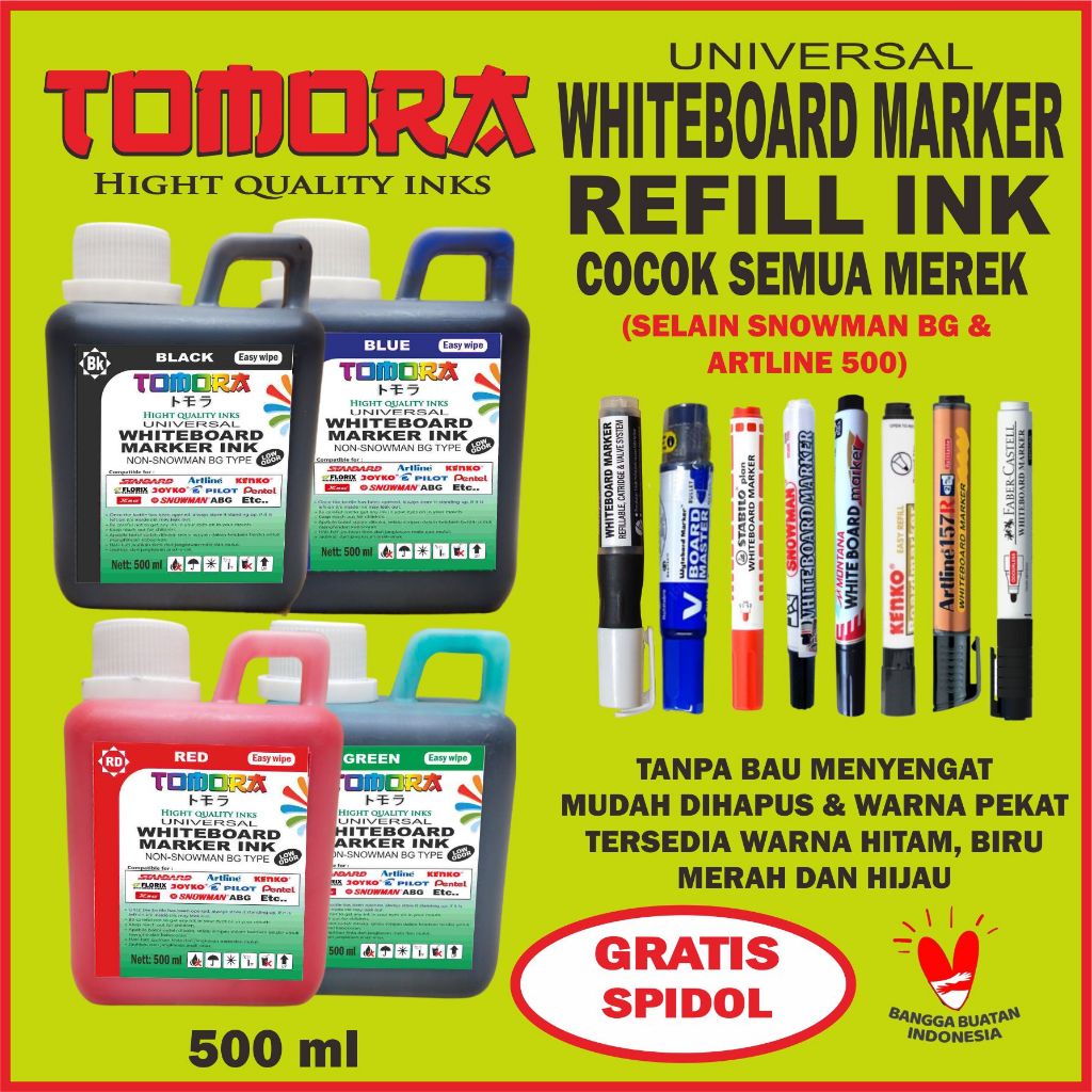 

Tinta Spidol Whiteboard Tomora 500 ml Ramah Lingkungan