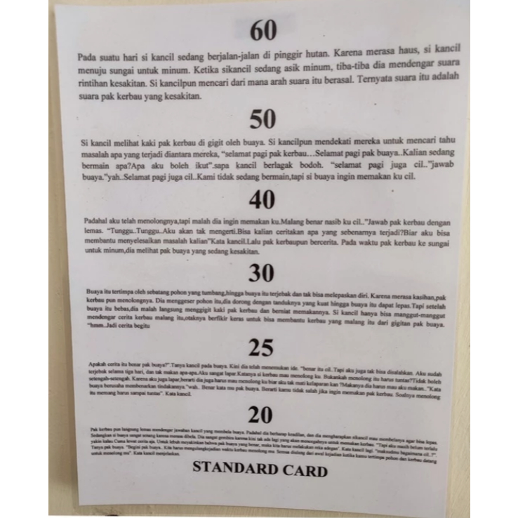 Kartu Jaeger, Reading Card, Jaeger Card (SUDAH DI LAMINATING)