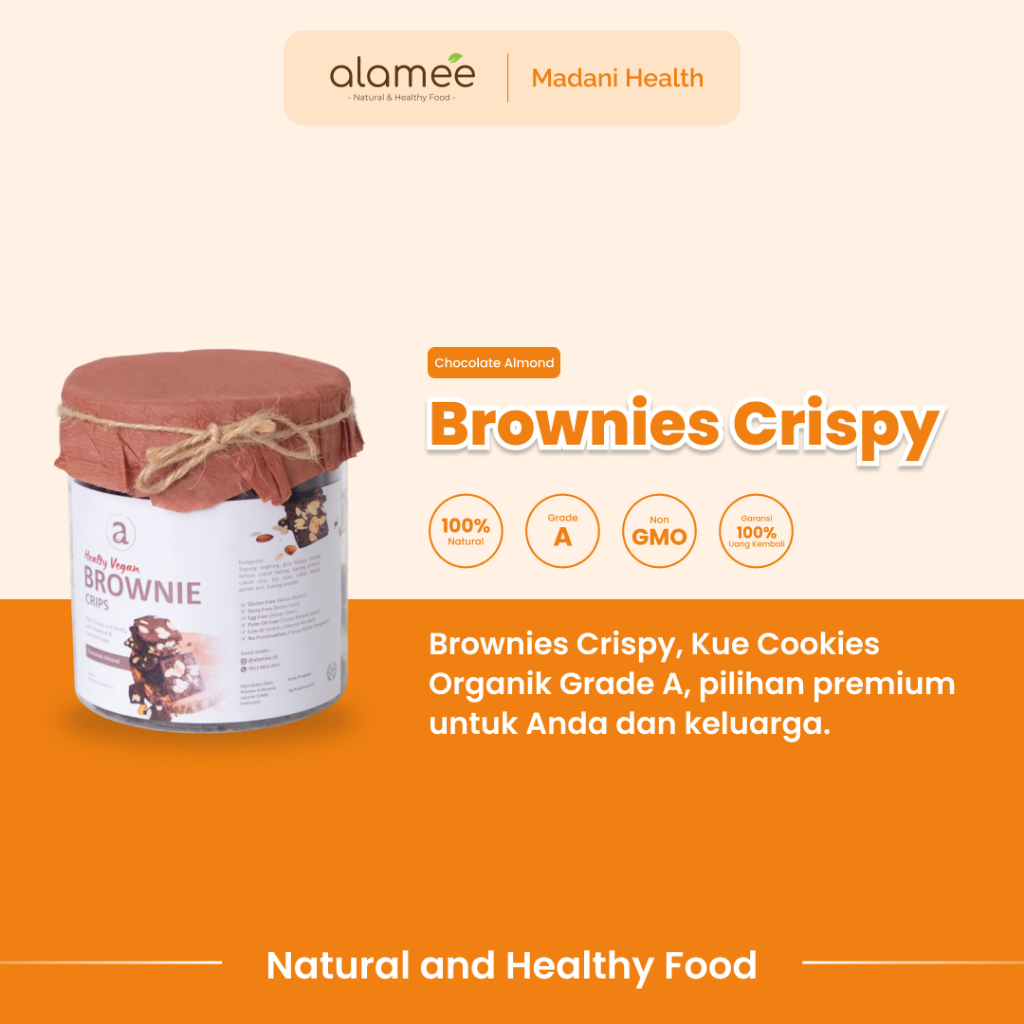 

ALAMEE Brownies Crispy Cemilan Cookies Almond Kue Snack Sehat Kering Healthy Gluten Free Low Calorie
