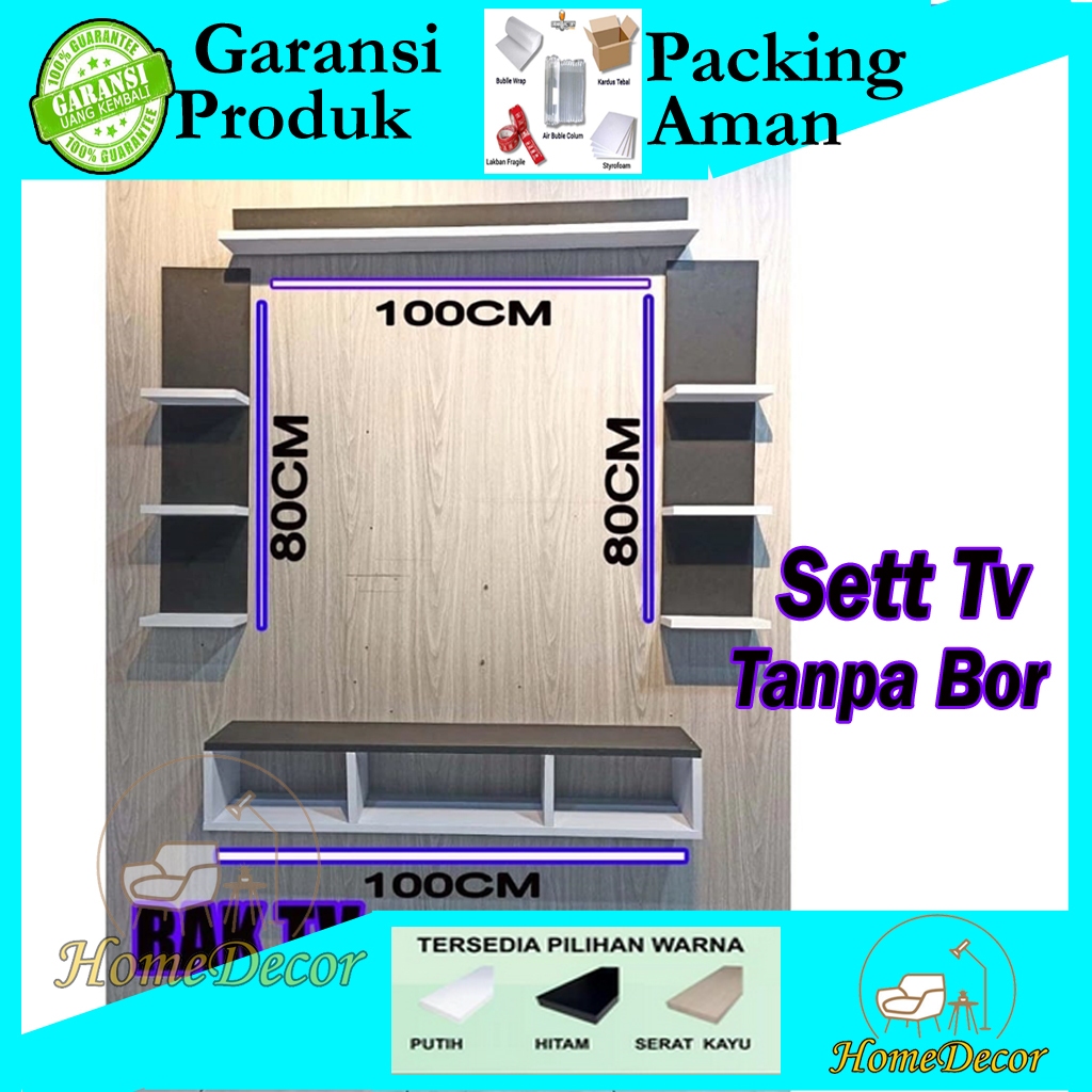 (TANPA BOR)SETT TV DINDING RAK TV GANTUNG Buffet Tv MEJA TV RAK HIAS DINDING MELAYANG RAK SERBAGUNA