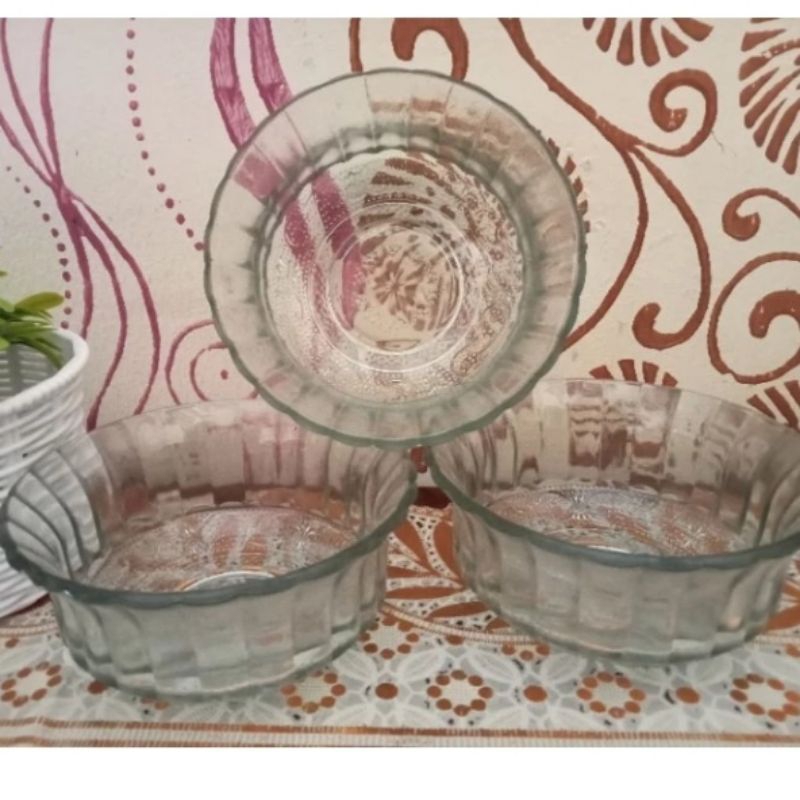 2pcs Mangkok Kaca/Mangkok Sambal /Mangkok Fleur Delis / Mangkok Cocolan