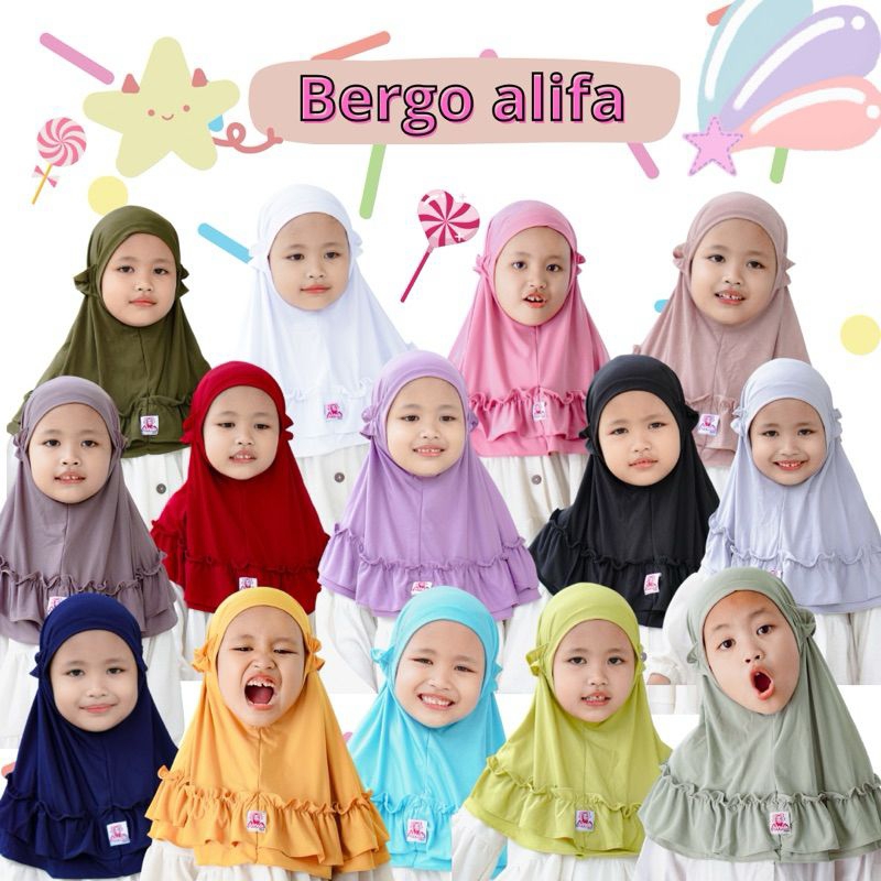 Jilbab anak Bergo alifa jilbab tali karet