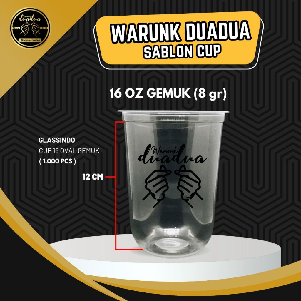 Sablon Cup 16oz Oval Gemuk Glassindo / 1.000pcs