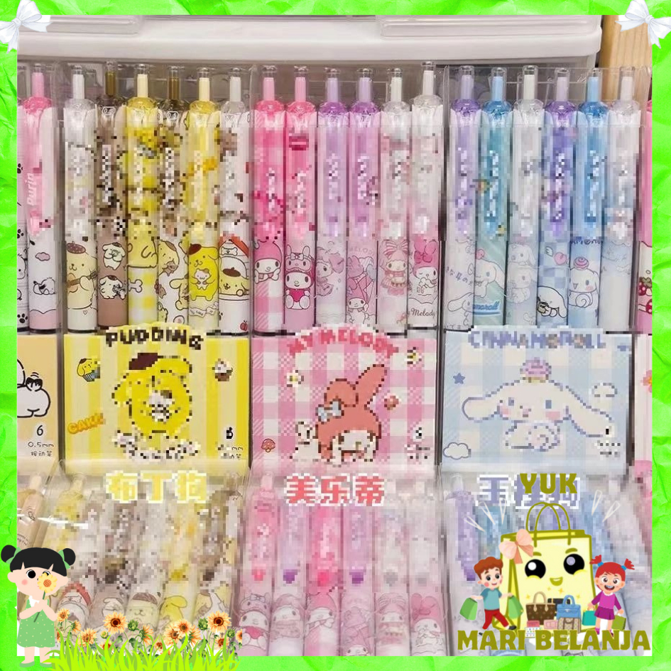 

YMB Pulpen Mekanik 0.5mm Set Isi 6 Pcs Motif Kartun Series Set Pena Gel 0.5mm Karakter Lucu Pulpen Gel 6IN1 Warna Hitam Bolpoint Tinta Gel Cair 6 Pcs Journaling Pen Alat Tulis