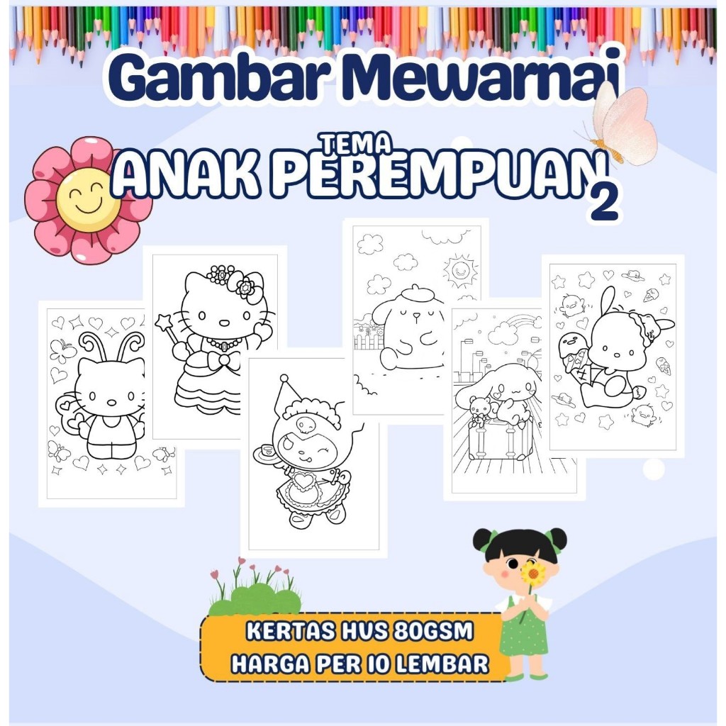 

Kertas Gambar Mewarnai Murah - Anak Perempuan 2 TK SD PAUD Remaja - Kertas HVS A4 A5 80 GSM - Bukan Buku Gambar Hanya Sketsa Per Lembar