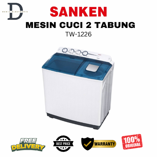 MESIN CUCI 2 TABUNG SANKEN - TW1226 - 12 KG