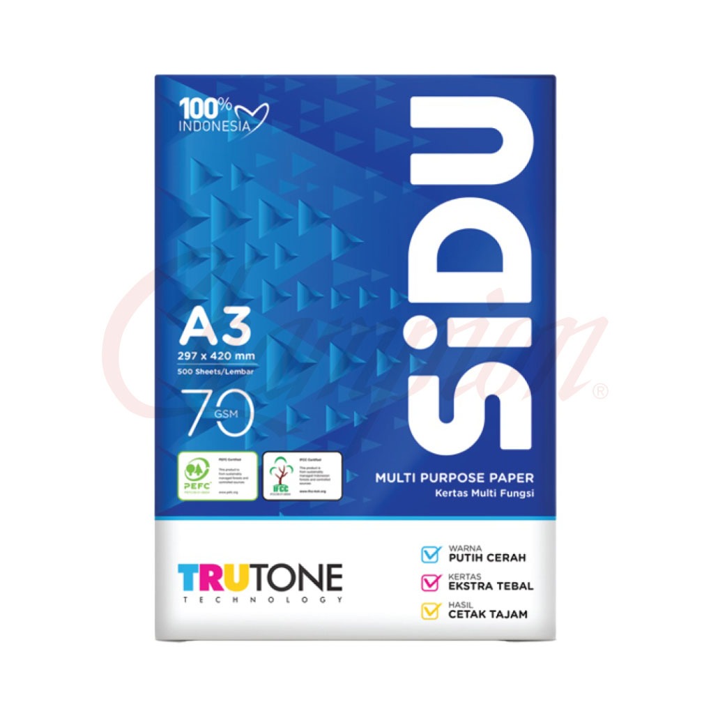 

SIDU A3 Paper - Kertas HVS Fotocopy&Cetak ukuran Besar 70/80gsm 1rim