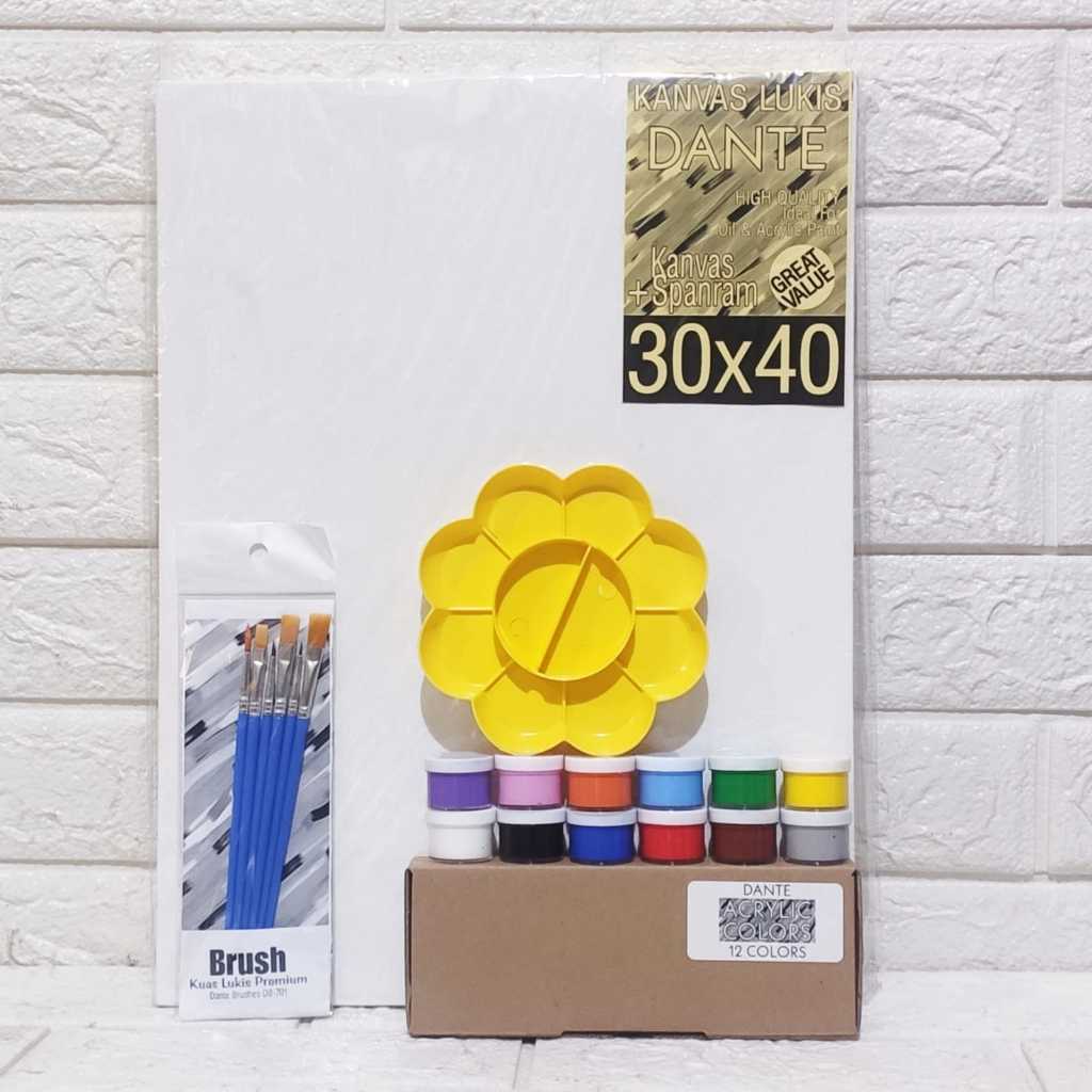

PAKET MELUKIS SET Kanvas 30x40 Kuas Palet