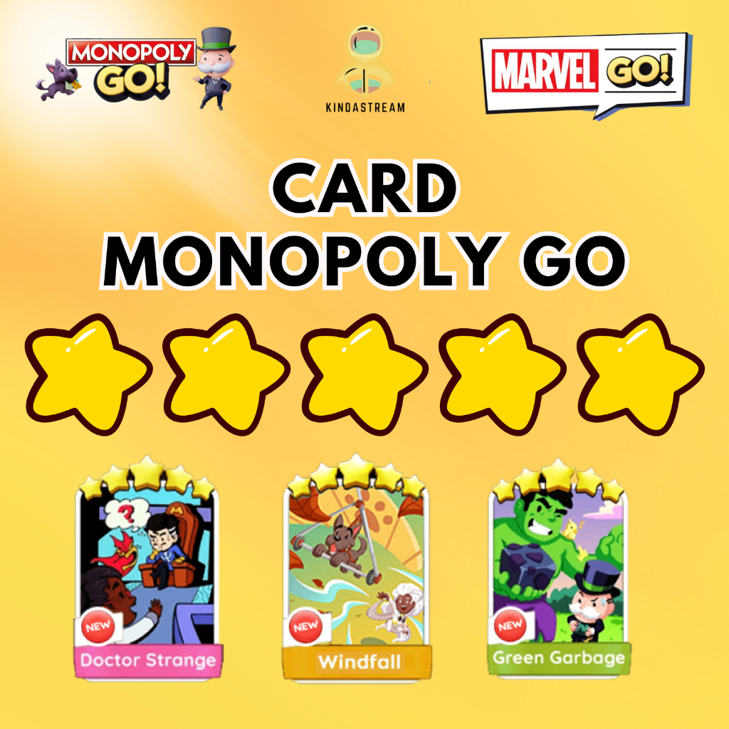 

Stiker ⭐️⭐️⭐️⭐️⭐️ Monopoly Go Sticker Bintang 5 / B5 & Bintang 4 / B4 Scopely Terlengkap