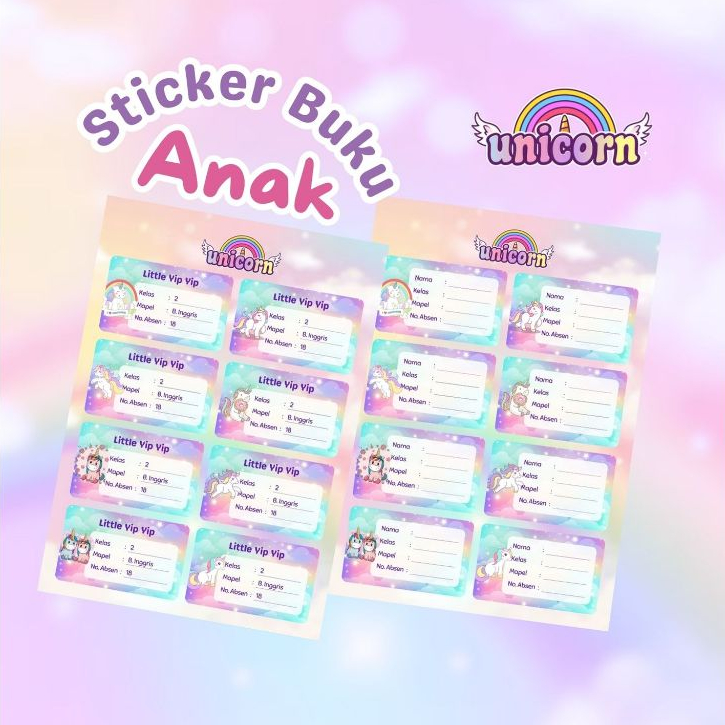 

Stiker / Label Buku Pelajaran Anak (Nama Kelas Mapel) Unicorn