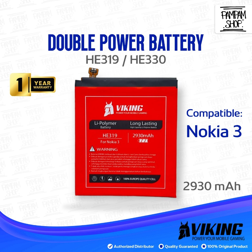 Baterai VIKING Double Power Original Nokia 3 HE330 TA-1032 Batre Batrai Battery Handphone HP Dual Or