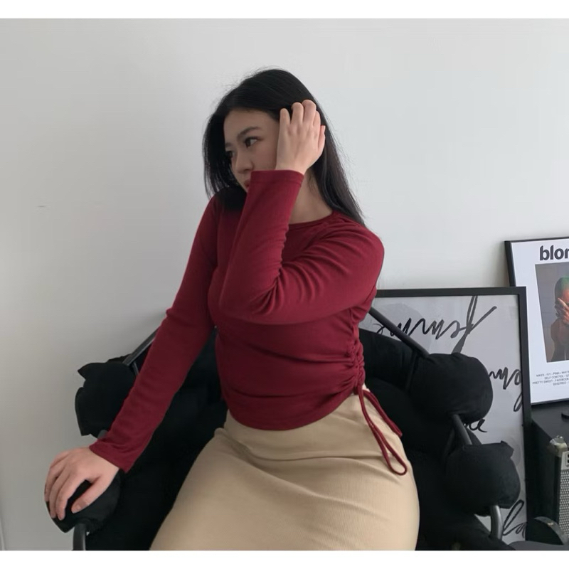 Vallen Top Blouse Serut / Naomi Blouse Serut Samping / Atasan Serut Samping / Kaos serut samping