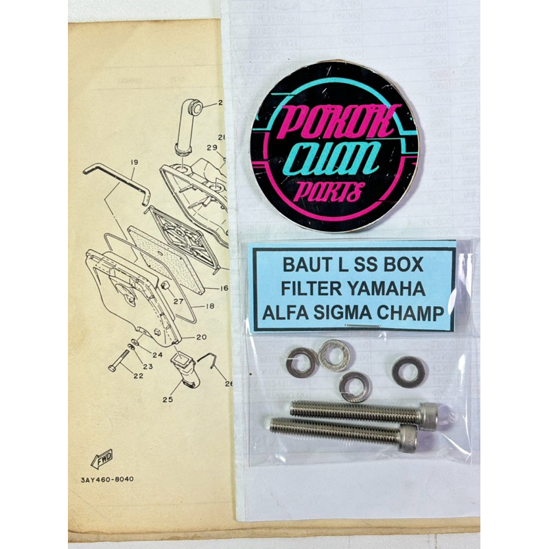 Baut L stainless box filter udara Yamaha ALFA CHAMP SIGMA