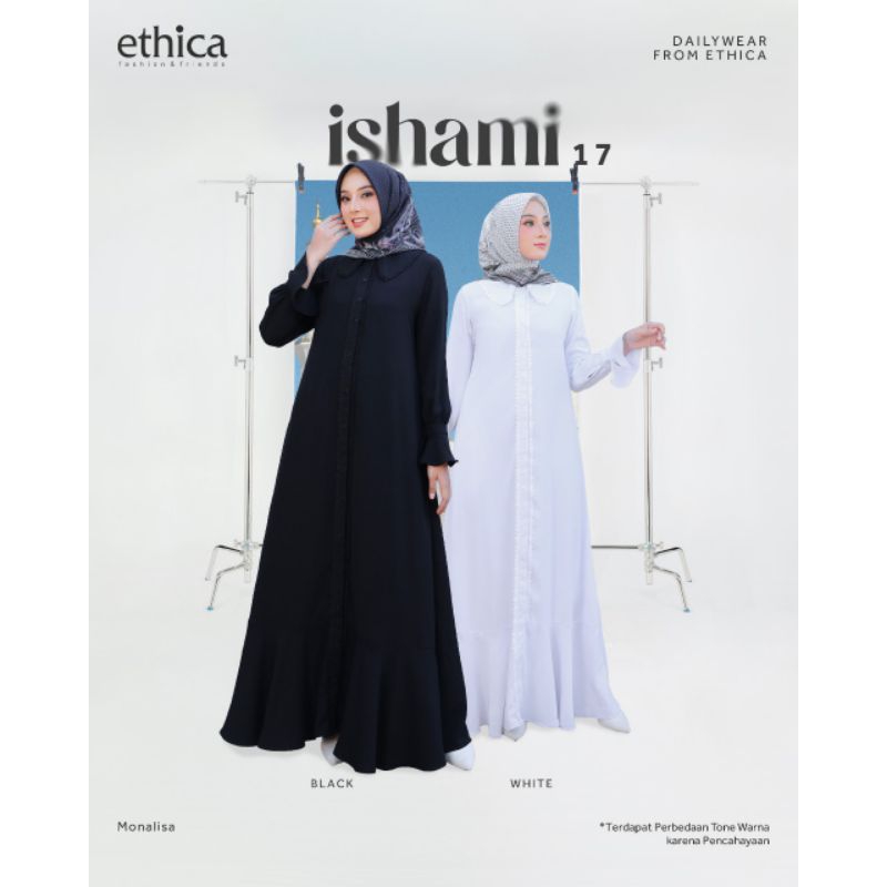 Ishami 17 Baju Gamis Wanita Polosan by Ethica | Ethica Gamis Ishami 17 | Gamis Hitam Polos Premium |