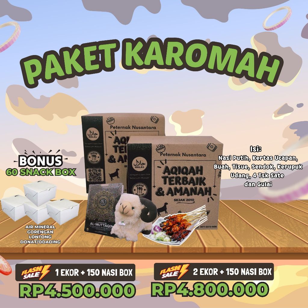 

Paket Aqiqah Bonus Snack Box - Paket Karomah