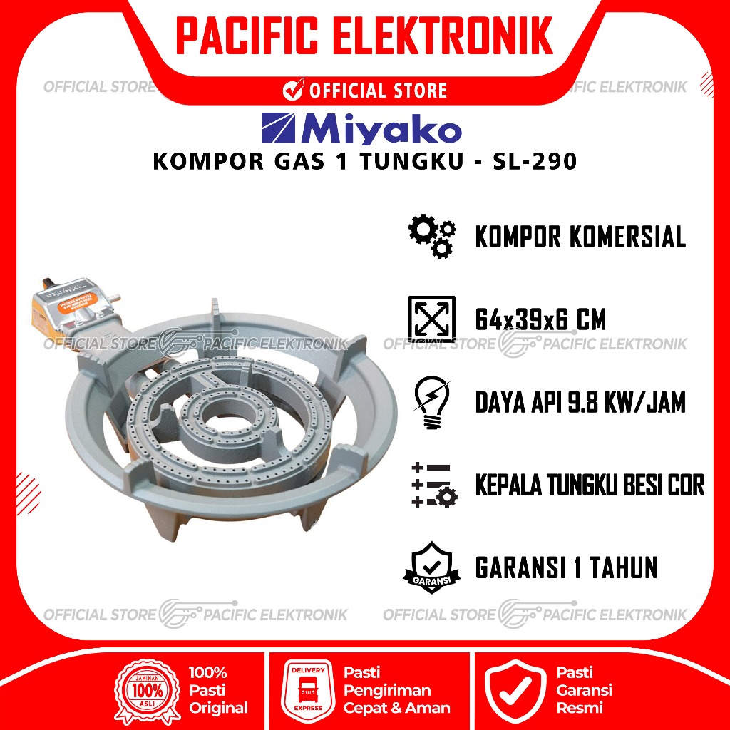 Kompor Gas Miyako 1 Tungku SL-290 / SL290