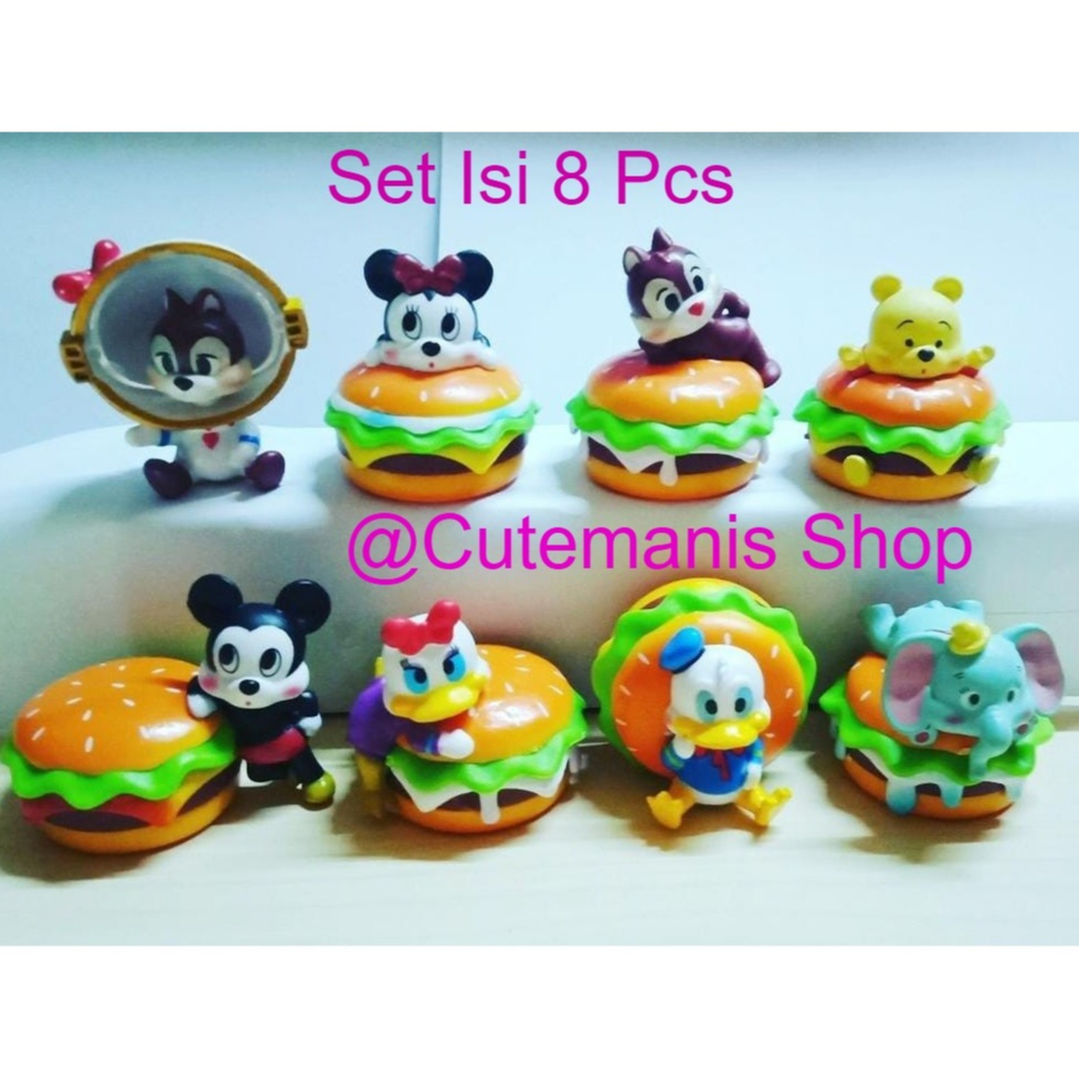 Figure Disney Mickey Minnie And Friends Meat Burger Set Isi 8 pcs
