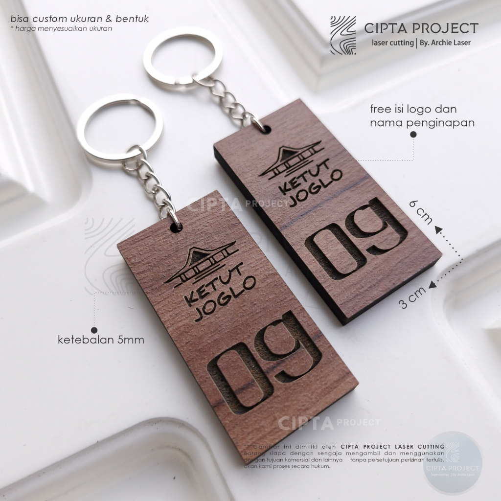 Gantungan Kunci Kayu Hotel / Guest House / Kost/ Penginapan / Ganci Murah Ganci Loker