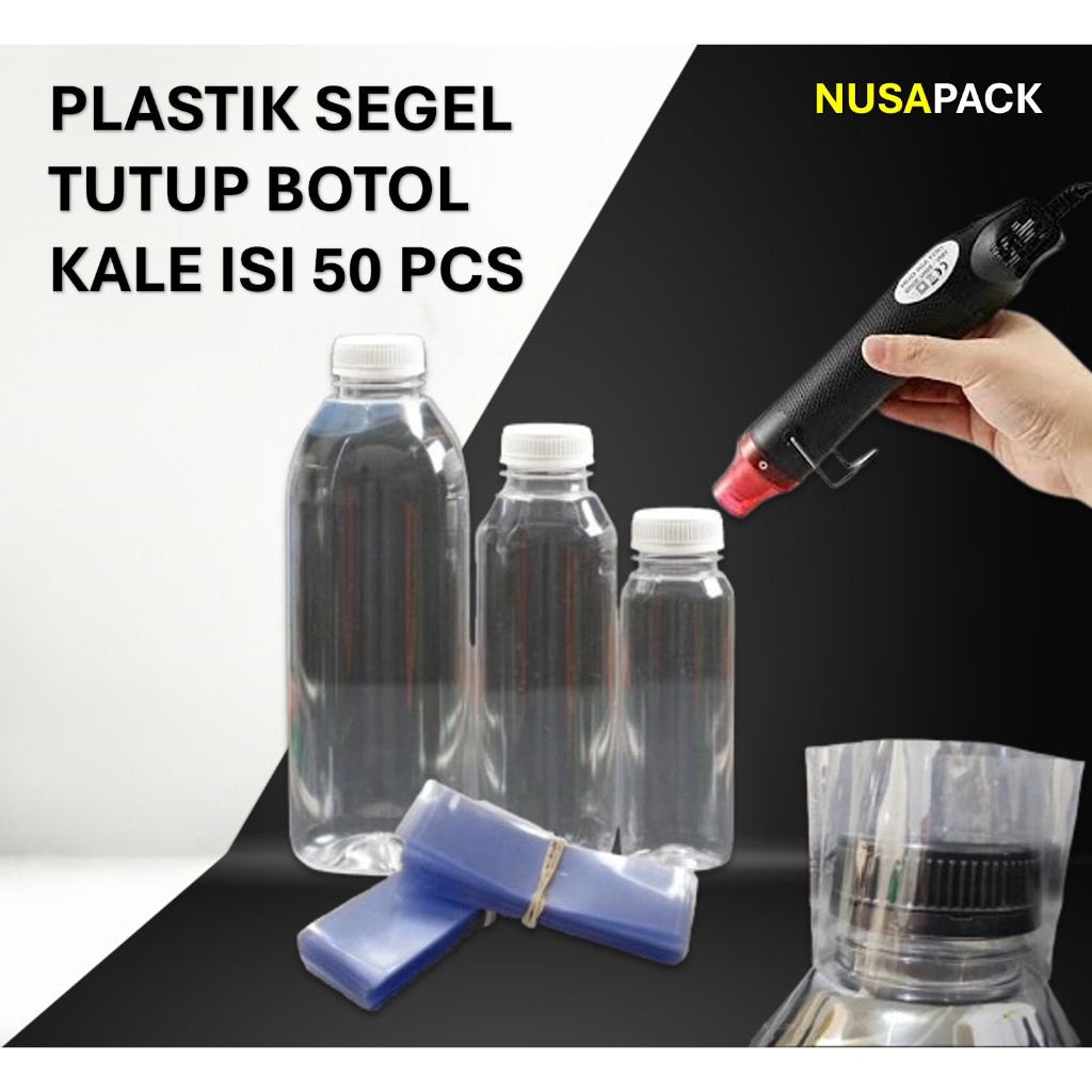 

plastik segel tutup botol kale pvc shrink bening 7cm x 3.5cm isi 50 pcs
