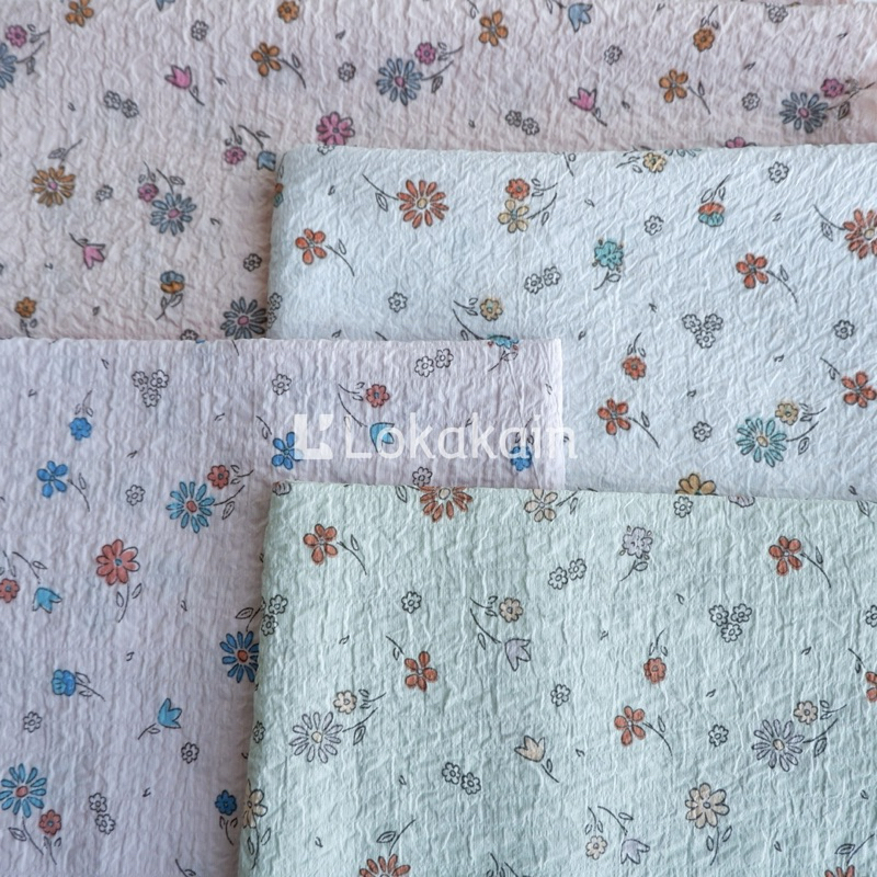 Kain Crinkle Corak Premium/ Bahan Crinkle Corak Flower Premium / Bahan Crinkle Corak Lembut