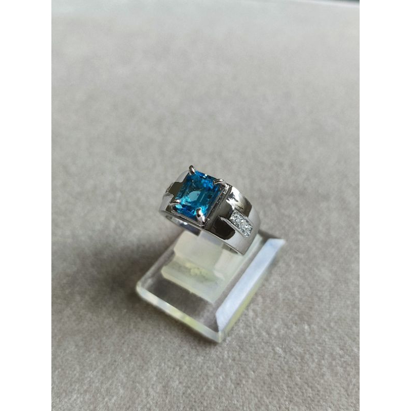 Cincin Perak ikat batu Topaz bahan perak