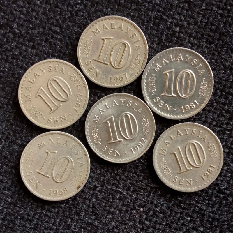 Koin Kuno Malaysia 10 Sen Seri Gedung tahun 1967 1968