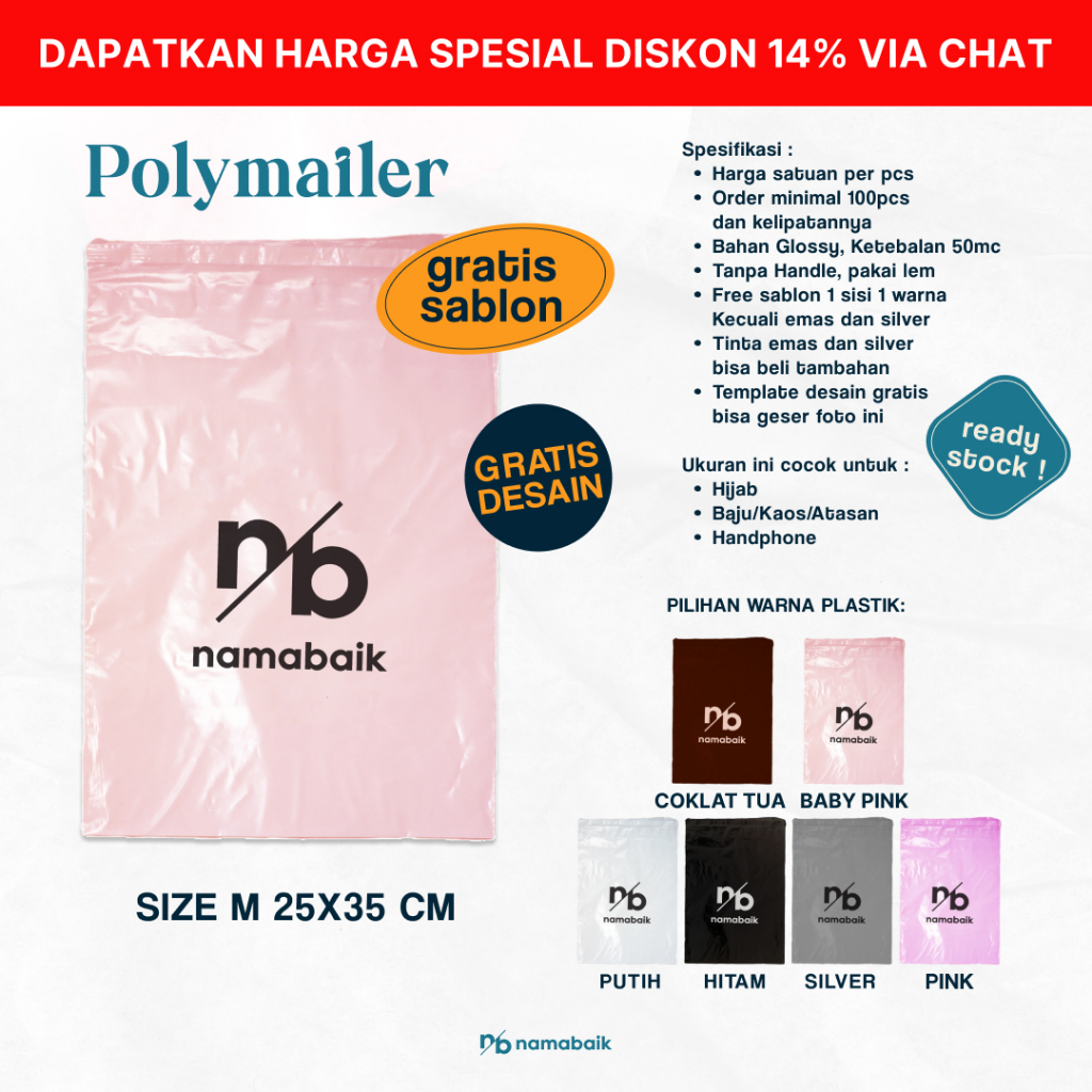 

[COD] Polymailer M 25X35 CM Plastik Packing Gratis Sablon Desain