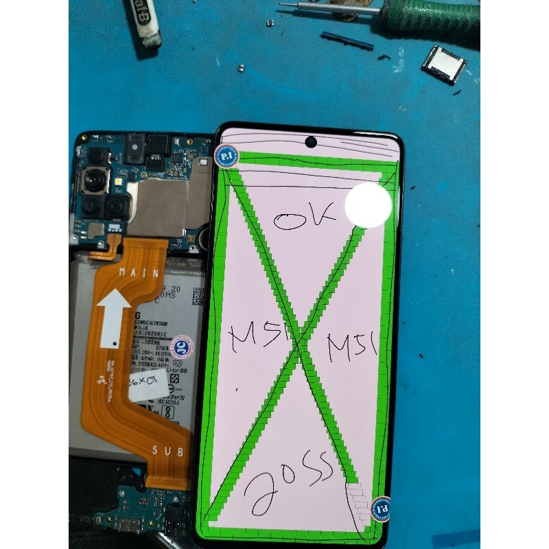 LCD SAMSUNG M51 COPOTAN ORI FRAME NORMAL NO SHADOW