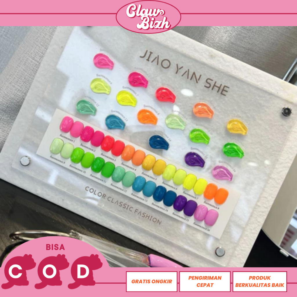 JIAO YAN SHE FLOURESCENCE NEON [16 WARNA] / Nail Gel Polish / Nail Art / Kutek Gel