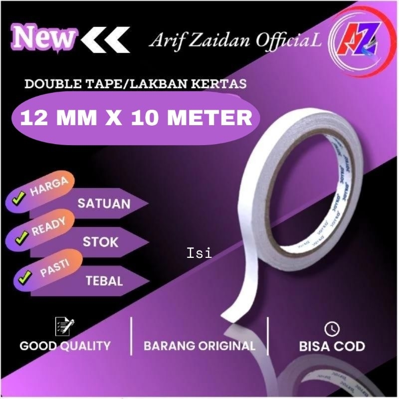 

Double Tape Kertas 12mm x 10 METER Kualitas Bagus