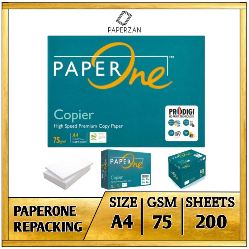 

Kertas HVS A4 75 Gram PaperOne 1 Kg 200 Lembar