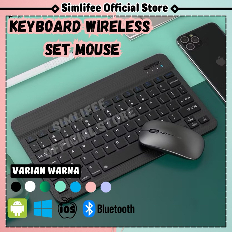 Keyboard Bluetooth dan Mouse Set Wireless Logitech Wireless 10 Inch Lightweight Portable For PC Tabl