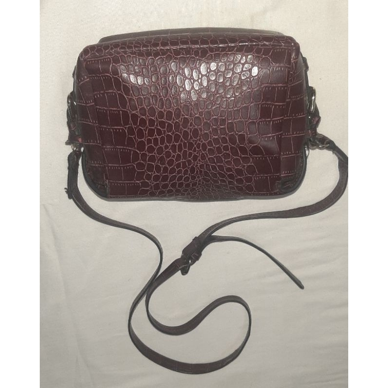 ZARA TRAFALUC SLING BAG CROCO MAROON TAS SELEMPANG WANITA PRELOVED PL PRE❤