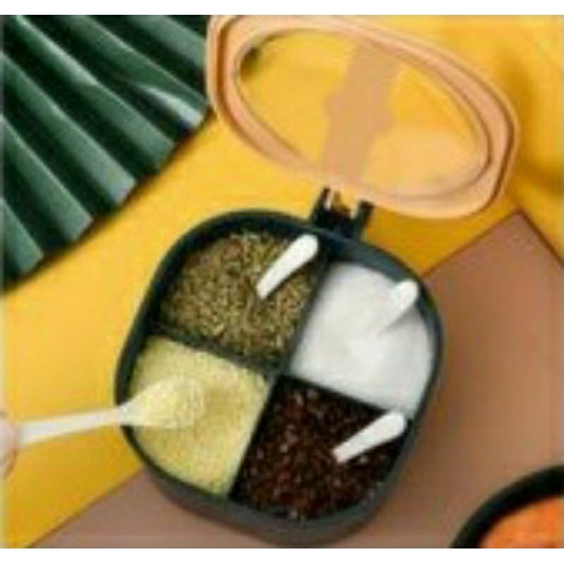 #MAU# Tempat Wadah Bumbu GSF 2048 Sekat Set 4in1 Wadah Kotak Garam Gula Penyedap Merica Lada Free Se