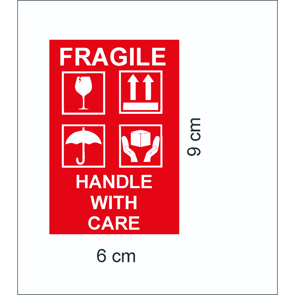 

stiker fragile awas pecah belah uk 6 x 9 cm isi 50 pcs