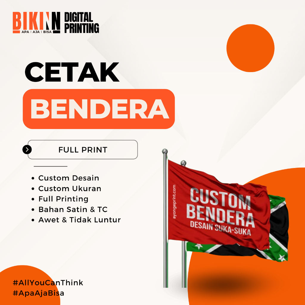 Cetak Bendera (Mini/Giant Flag) Custom Full Print
